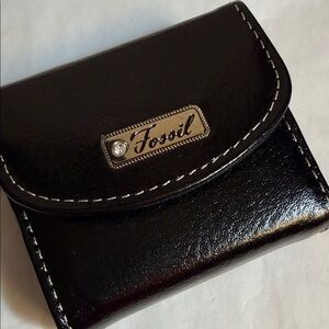 Fossil Black Leather Contact Lens Travel Case